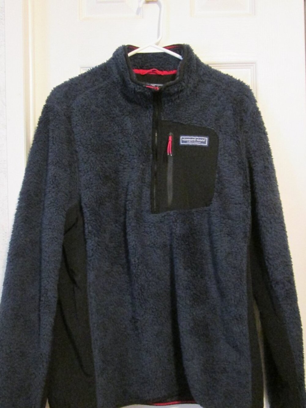 Vineyard Vines Men's Navy Blue Sherpa Fleece Pullover Jacket Size Large